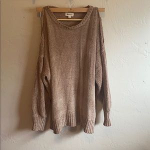 Sz Large Chiffon Open Shoulder Sweater